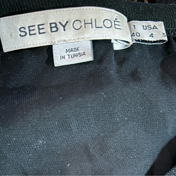 SEE By CHLOE Sequin Mini Dress Black sh sleeve Swifty Prom luxury designer sz4 - Picture 8 of 11